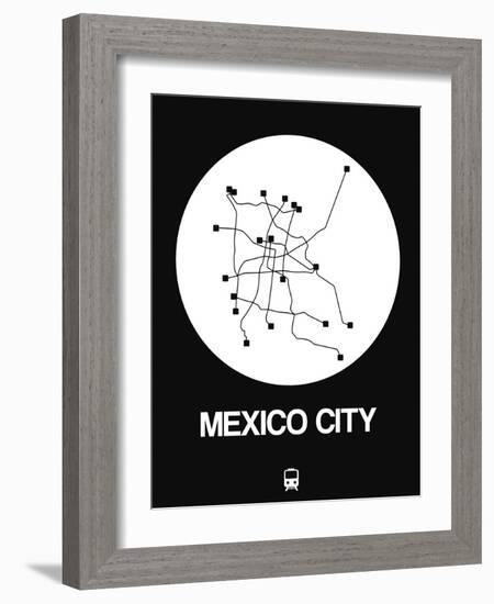 Mexico City White Subway Map-NaxArt-Framed Art Print