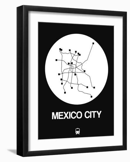 Mexico City White Subway Map-NaxArt-Framed Art Print