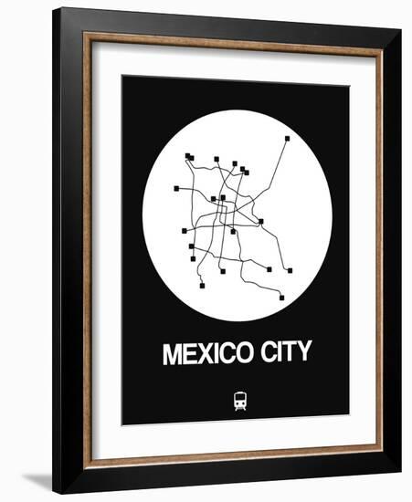 Mexico City White Subway Map-NaxArt-Framed Art Print