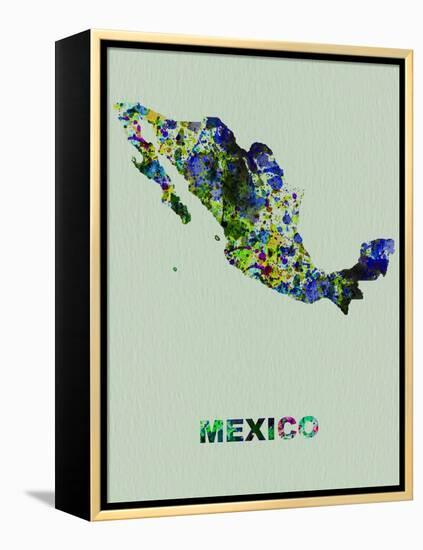 Mexico Color Splatter Map-NaxArt-Framed Stretched Canvas