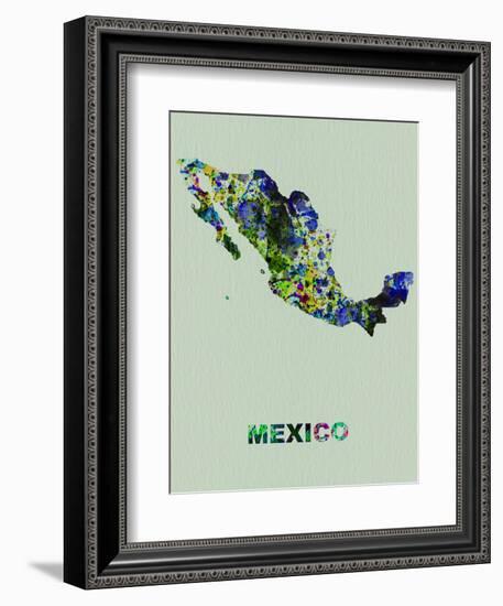 Mexico Color Splatter Map-NaxArt-Framed Premium Giclee Print