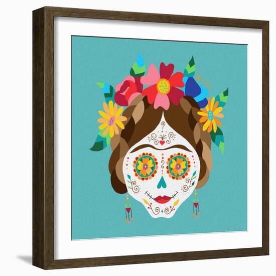 Mexico Day of the Dead Skull and Spring Decoration-cienpies-Framed Art Print