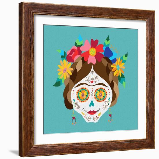 Mexico Day of the Dead Skull and Spring Decoration-cienpies-Framed Art Print