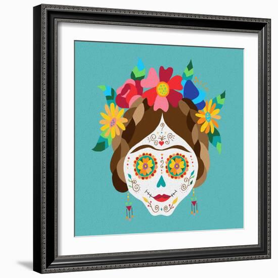 Mexico Day of the Dead Skull and Spring Decoration-cienpies-Framed Art Print