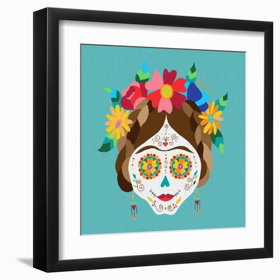 Mexico Day of the Dead Skull and Spring Decoration-cienpies-Framed Art Print