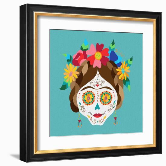 Mexico Day of the Dead Skull and Spring Decoration-cienpies-Framed Art Print