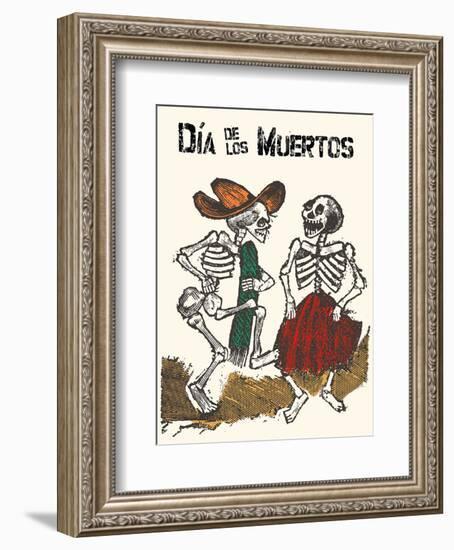 Mexico - Dia de los Muertos (Day of the Dead) - Dancing Skeletons-Jose Guadalupe Posada-Framed Art Print