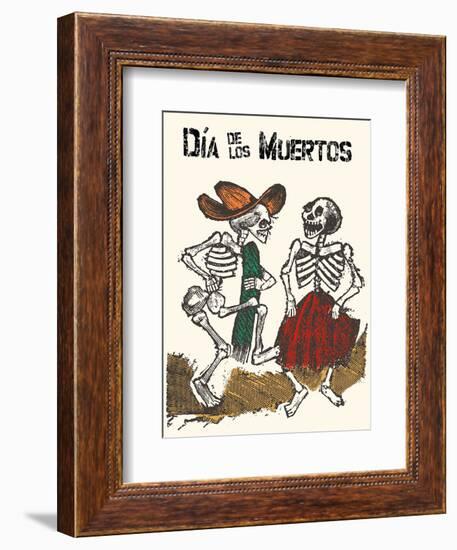 Mexico - Dia de los Muertos (Day of the Dead) - Dancing Skeletons-Jose Guadalupe Posada-Framed Art Print