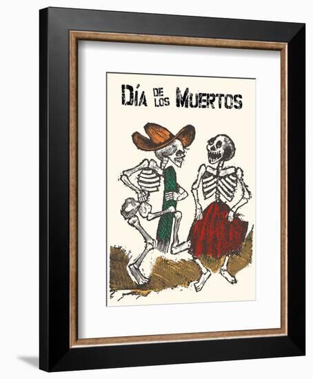 Mexico - Dia de los Muertos (Day of the Dead) - Dancing Skeletons-Jose Guadalupe Posada-Framed Art Print