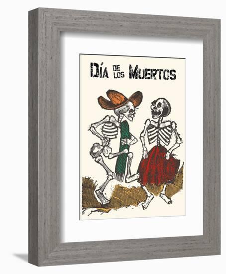 Mexico - Dia de los Muertos (Day of the Dead) - Dancing Skeletons-Jose Guadalupe Posada-Framed Art Print