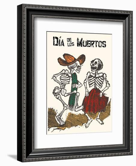 Mexico - Dia de los Muertos (Day of the Dead) - Dancing Skeletons-Jose Guadalupe Posada-Framed Art Print