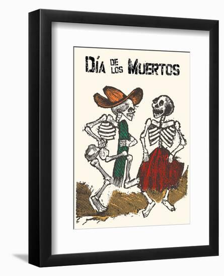 Mexico - Dia de los Muertos (Day of the Dead) - Dancing Skeletons-Jose Guadalupe Posada-Framed Art Print