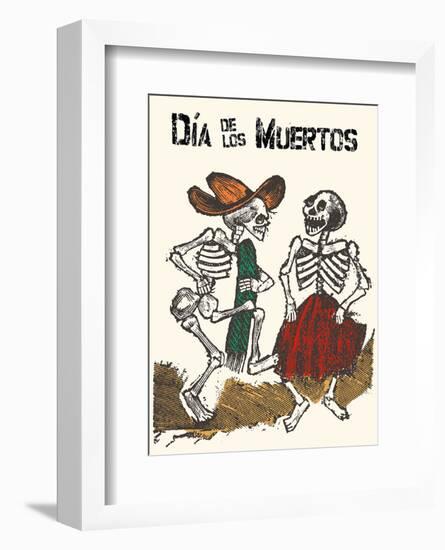 Mexico - Dia de los Muertos (Day of the Dead) - Dancing Skeletons-Jose Guadalupe Posada-Framed Art Print