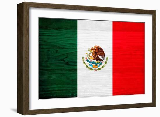 Mexico Flag Design with Wood Patterning - Flags of the World Series-Philippe Hugonnard-Framed Art Print