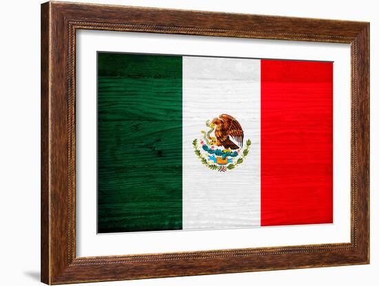 Mexico Flag Design with Wood Patterning - Flags of the World Series-Philippe Hugonnard-Framed Art Print