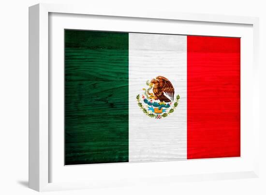 Mexico Flag Design with Wood Patterning - Flags of the World Series-Philippe Hugonnard-Framed Art Print