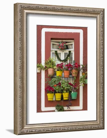 Mexico, Guanajuato. Flower Pots Outside Window-Jaynes Gallery-Framed Photographic Print