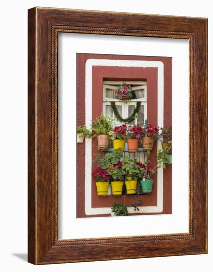 Mexico, Guanajuato. Flower Pots Outside Window-Jaynes Gallery-Framed Photographic Print