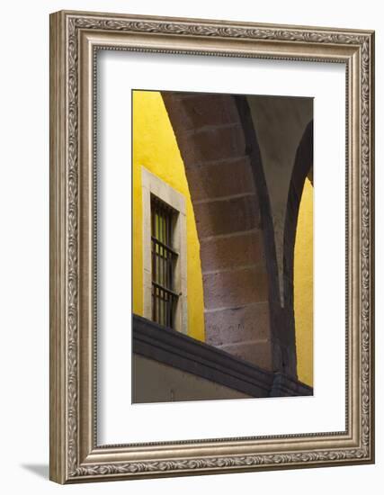 Mexico, Guanajuato Looking Up Through Arched Columns Against a Yellow Wall with Window-Judith Zimmerman-Framed Photographic Print