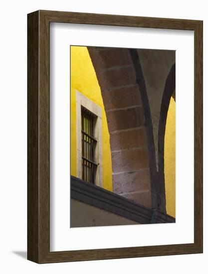 Mexico, Guanajuato Looking Up Through Arched Columns Against a Yellow Wall with Window-Judith Zimmerman-Framed Photographic Print