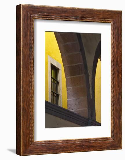 Mexico, Guanajuato Looking Up Through Arched Columns Against a Yellow Wall with Window-Judith Zimmerman-Framed Photographic Print