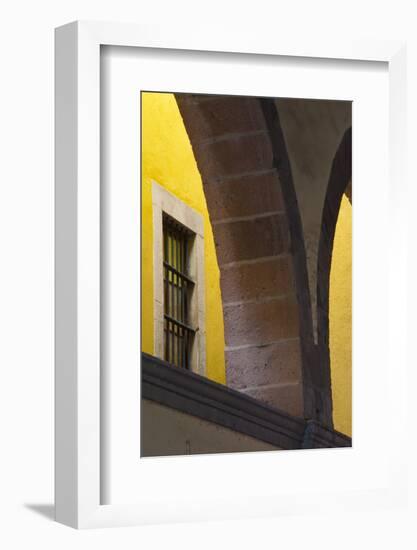 Mexico, Guanajuato Looking Up Through Arched Columns Against a Yellow Wall with Window-Judith Zimmerman-Framed Photographic Print