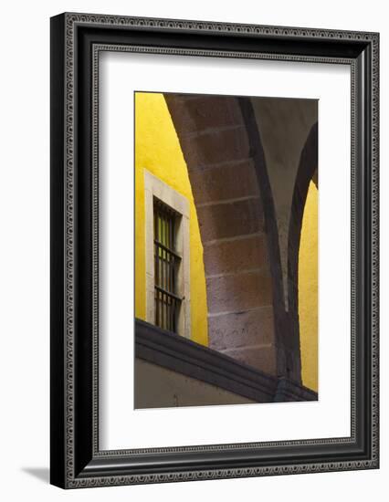 Mexico, Guanajuato Looking Up Through Arched Columns Against a Yellow Wall with Window-Judith Zimmerman-Framed Photographic Print