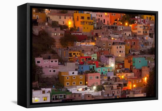 Mexico, Guanajuato. the Colorful Homes and Buildings of Guanajuato at Night-Judith Zimmerman-Framed Premier Image Canvas