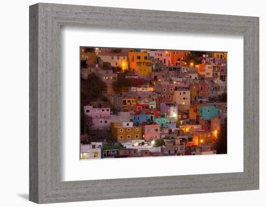 Mexico, Guanajuato. the Colorful Homes and Buildings of Guanajuato at Night-Judith Zimmerman-Framed Photographic Print