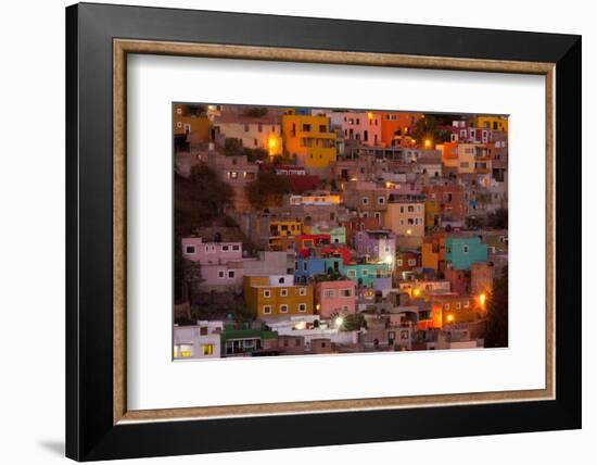 Mexico, Guanajuato. the Colorful Homes and Buildings of Guanajuato at Night-Judith Zimmerman-Framed Photographic Print