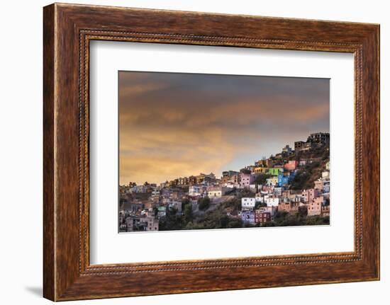 Mexico, Guanajuato. the Colorful Homes and Buildings of Guanajuato at Sunset-Judith Zimmerman-Framed Photographic Print