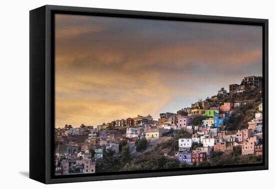 Mexico, Guanajuato. the Colorful Homes and Buildings of Guanajuato at Sunset-Judith Zimmerman-Framed Premier Image Canvas