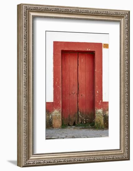 Mexico, Jalisco, San Sebastian del Oeste. Colorful Rustic Door-Steve Ross-Framed Photographic Print