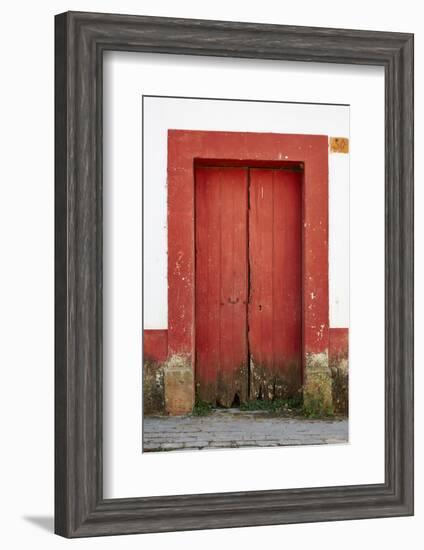 Mexico, Jalisco, San Sebastian del Oeste. Colorful Rustic Door-Steve Ross-Framed Photographic Print