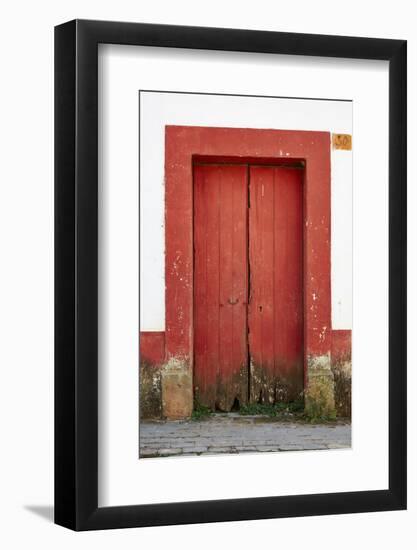 Mexico, Jalisco, San Sebastian del Oeste. Colorful Rustic Door-Steve Ross-Framed Photographic Print