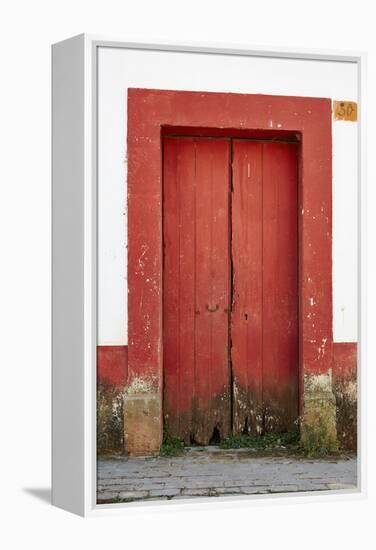 Mexico, Jalisco, San Sebastian del Oeste. Colorful Rustic Door-Steve Ross-Framed Premier Image Canvas