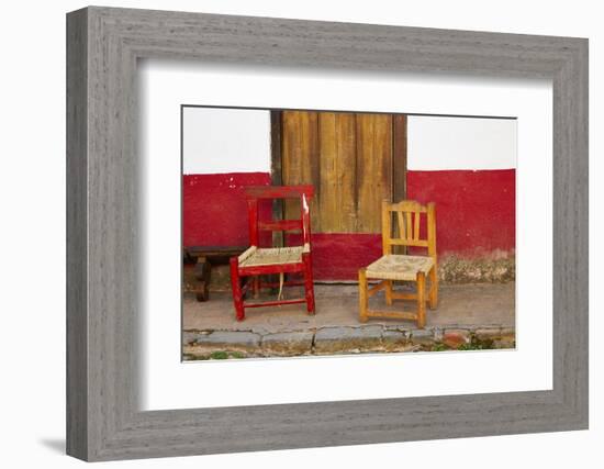 Mexico, Jalisco, San Sebastian del Oeste. Rustic Door and Chairs-Steve Ross-Framed Photographic Print