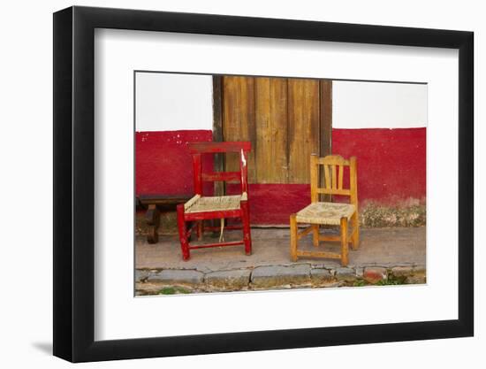 Mexico, Jalisco, San Sebastian del Oeste. Rustic Door and Chairs-Steve Ross-Framed Photographic Print