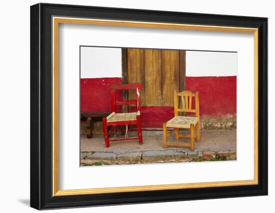 Mexico, Jalisco, San Sebastian del Oeste. Rustic Door and Chairs-Steve Ross-Framed Photographic Print