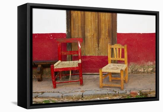 Mexico, Jalisco, San Sebastian del Oeste. Rustic Door and Chairs-Steve Ross-Framed Premier Image Canvas