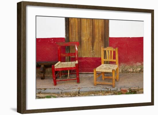 Mexico, Jalisco, San Sebastian del Oeste. Rustic Door and Chairs-Steve Ross-Framed Photographic Print