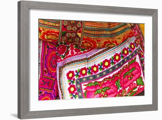 Mexico, Jalisco. Textiles for Sale at Street Market-Steve Ross-Framed Photographic Print