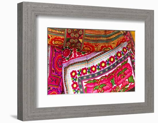 Mexico, Jalisco. Textiles for Sale at Street Market-Steve Ross-Framed Photographic Print