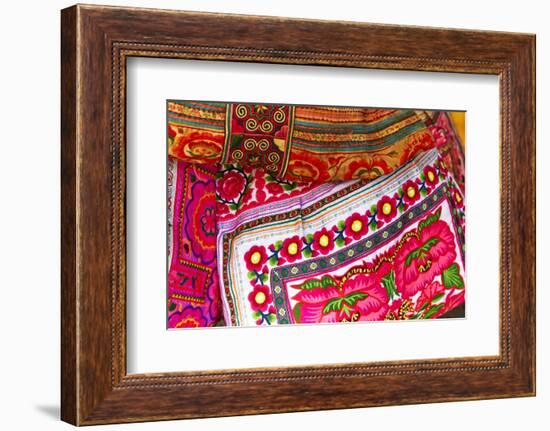 Mexico, Jalisco. Textiles for Sale at Street Market-Steve Ross-Framed Photographic Print