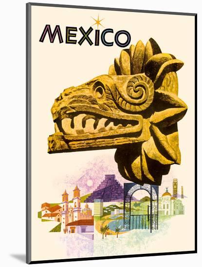 Mexico - Kukulkan, Feathered Serpent - Mayan Snake Diety-Howard Koslow-Mounted Art Print