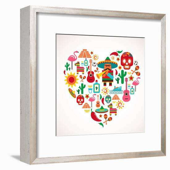 Mexico Love - Heart With Set Ofs-Marish-Framed Art Print