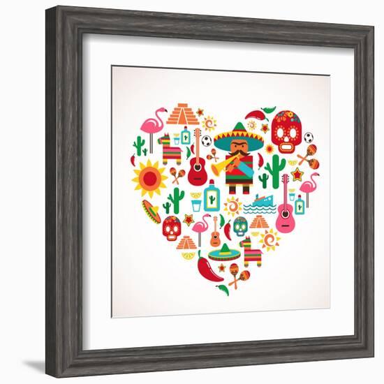 Mexico Love - Heart With Set Ofs-Marish-Framed Art Print