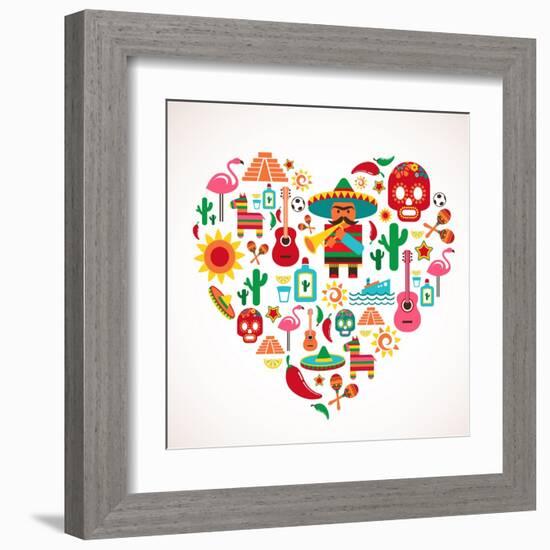 Mexico Love - Heart With Set Ofs-Marish-Framed Art Print