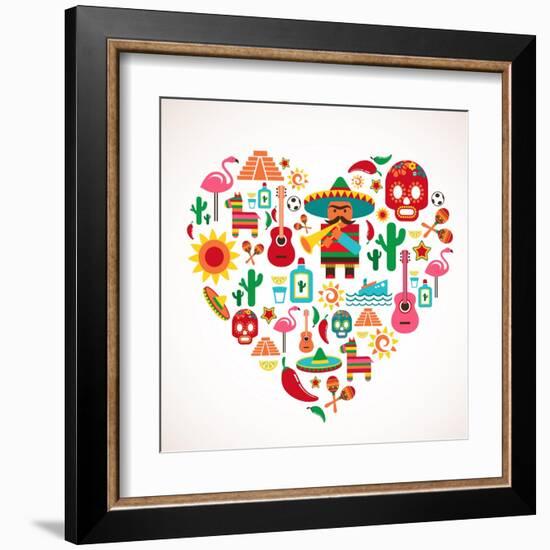 Mexico Love - Heart With Set Ofs-Marish-Framed Art Print