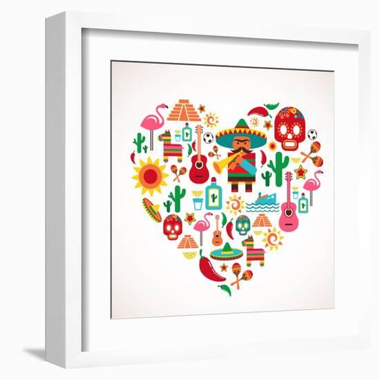 Mexico Love - Heart With Set Ofs-Marish-Framed Art Print